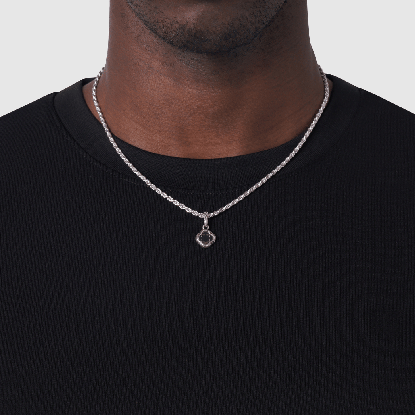 Melted Onyx Clover Stone (Silver) | Sterling Silver
