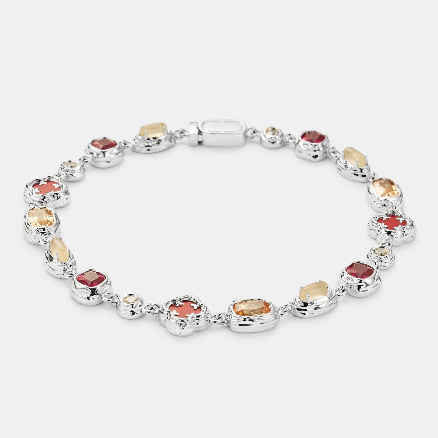 Melted Ruby Gemstone Bracelet (Silver)