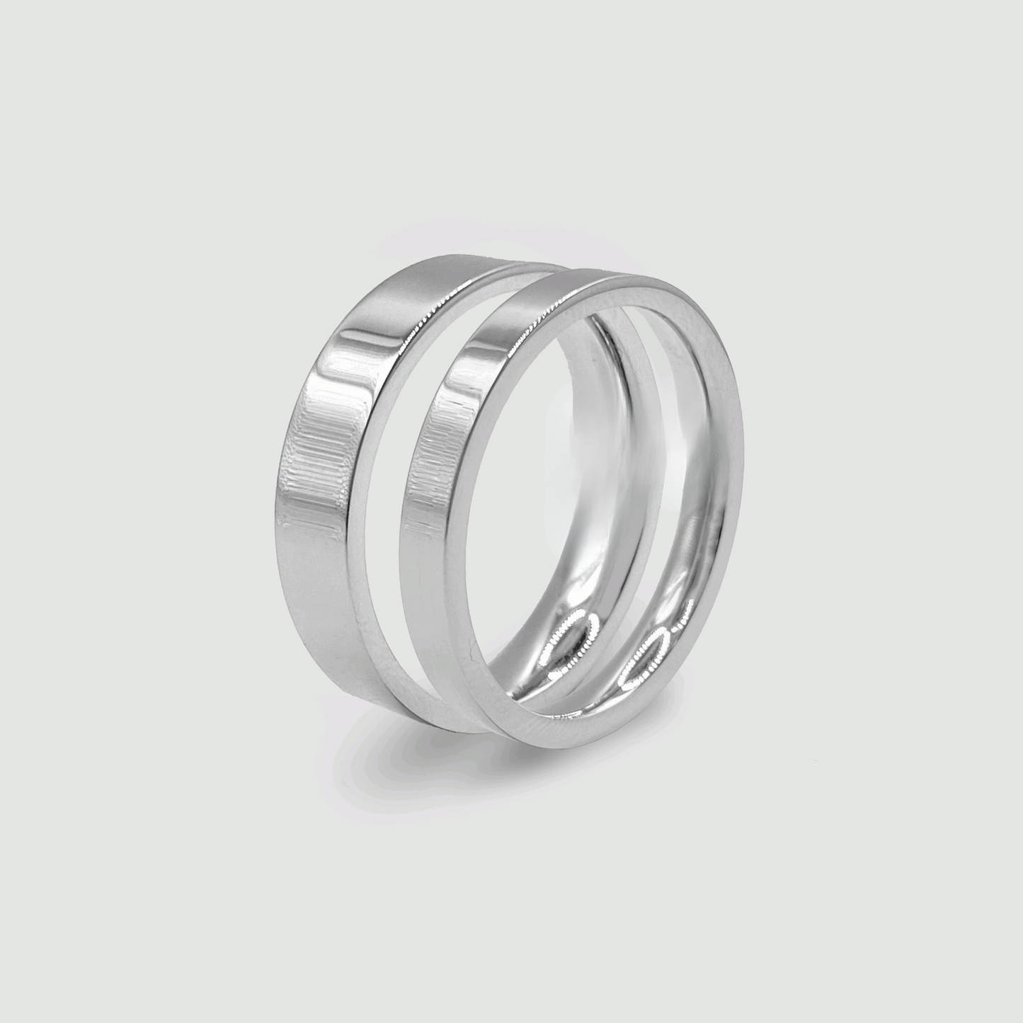 Flat Band Ring Set (Silver)