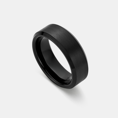 Bevelled Ring (Black) 8mm | Tungsten