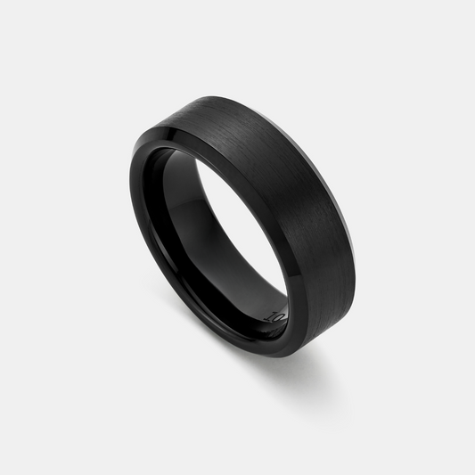 Bevelled Ring (Black) 8mm | Tungsten
