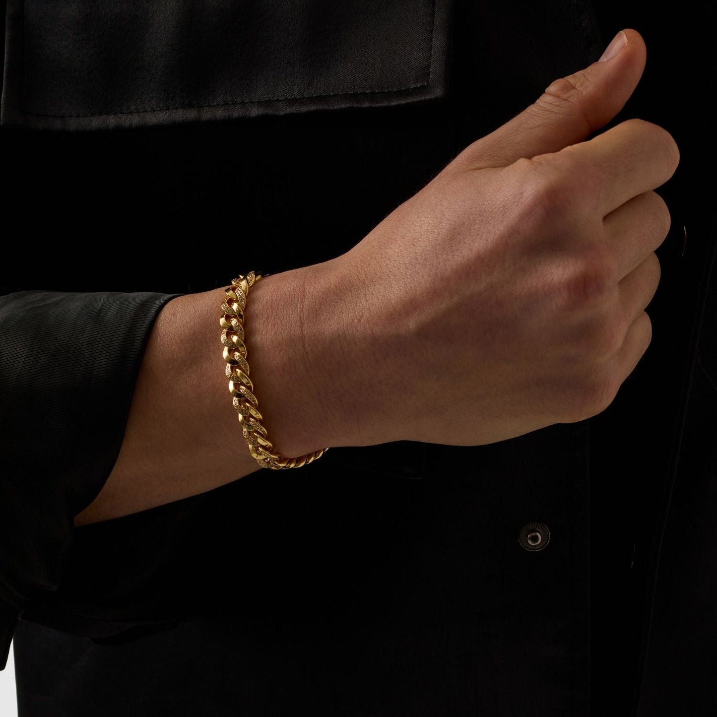 Half Iced Cuban Bracelet (Gold) 8mm