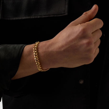 Half Iced Cuban Bracelet (Gold) 8mm