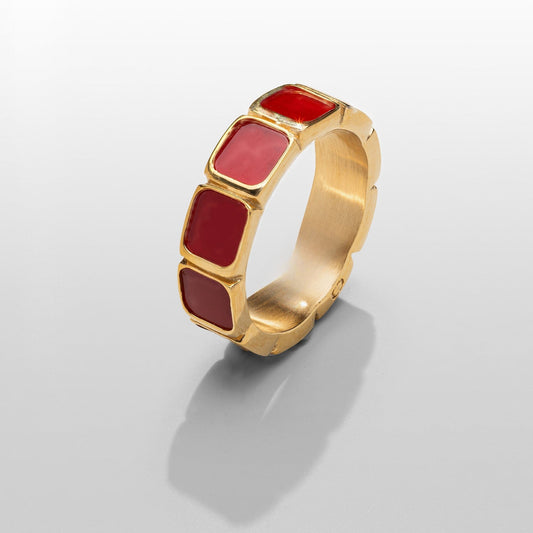 Red Stone Band Ring (Gold)