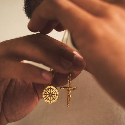 Compass x Crucifix Set (Gold)