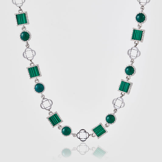 Green Quartz Gemstone Necklace (Silver)