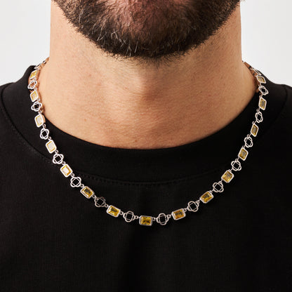 Yellow Gemstone Clover Necklace (Silver)