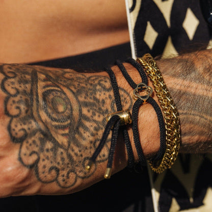 Black Cord Toggle Bracelet (Gold)