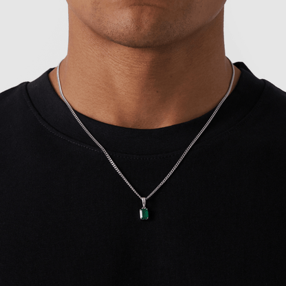 Emerald Stone Pendant (Silver)