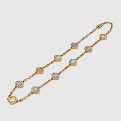 White Clover Stone Necklace (Gold)
