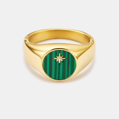 Malachite North Star Signet Ring (Gold)