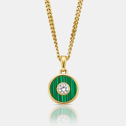 Malachite Round Gem Pendant (Gold)