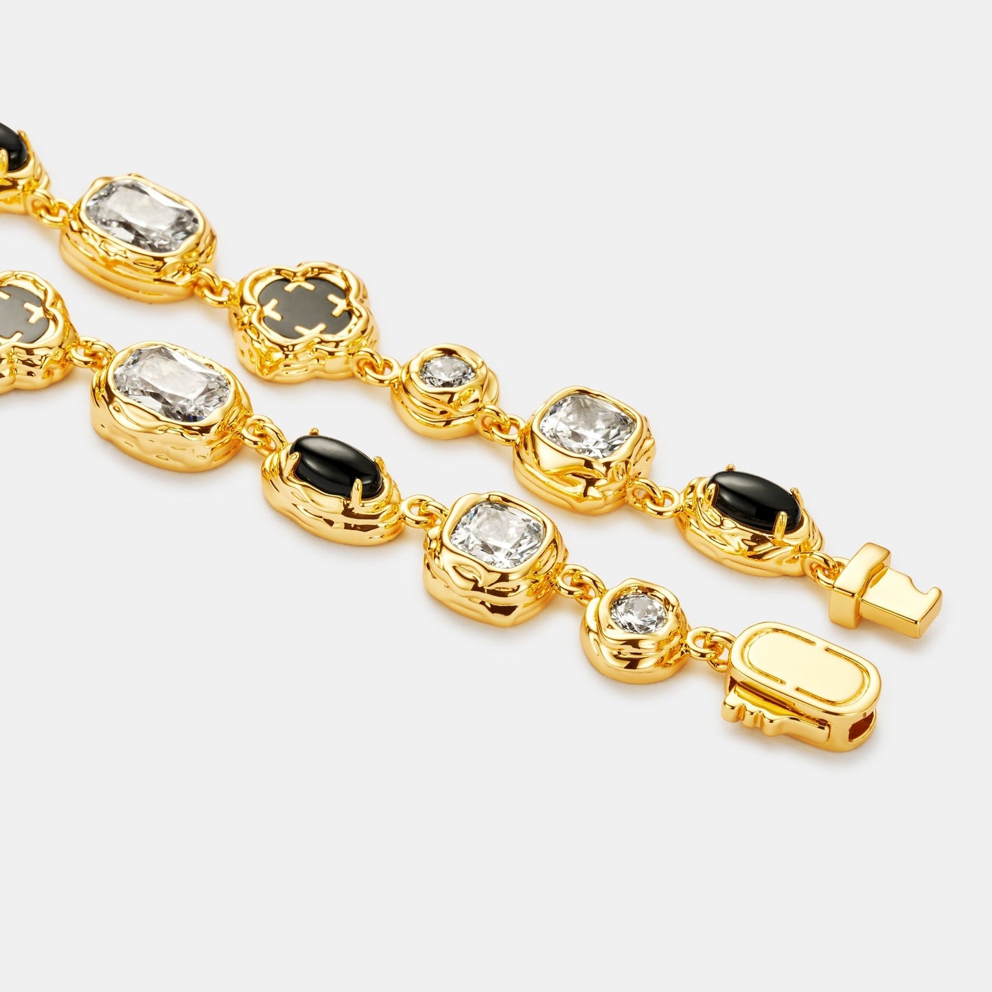 Melted Onyx Gemstone Necklace (Gold)