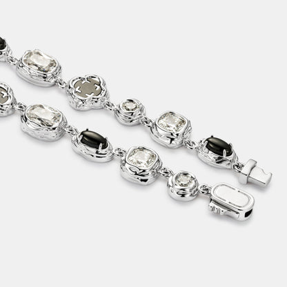 Melted Onyx Gemstone Necklace (Silver)