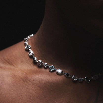 Melted Onyx Gemstone Necklace (Silver)