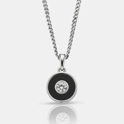 Onyx Round Gem Pendant (Silver)