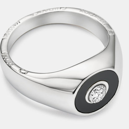Onyx Round Gem Signet Ring (Silver)