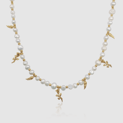 Pendant Real Pearl Necklace (Gold)
