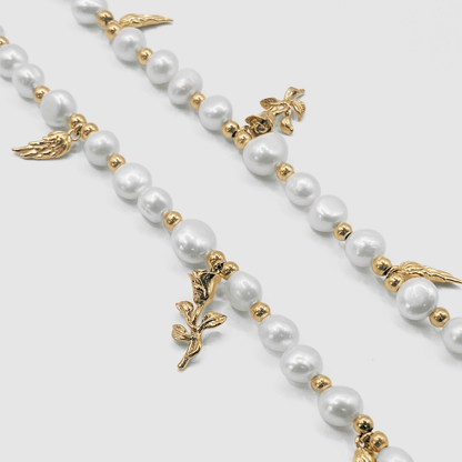 Pendant Real Pearl Necklace (Gold)