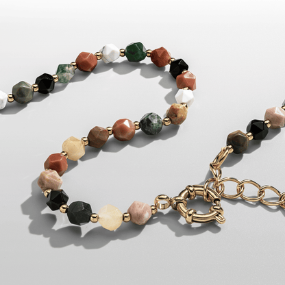 Stone Beaded Necklace (Gold)