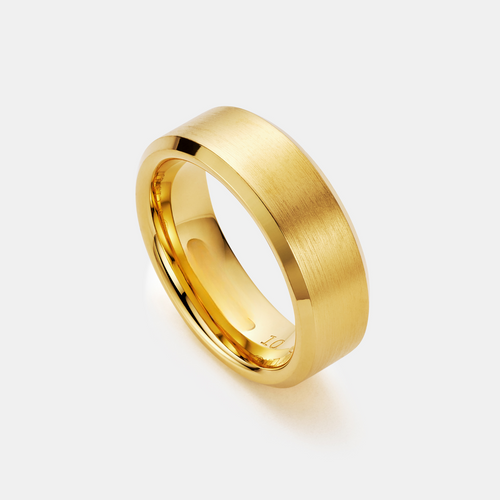Bevelled Ring (Gold) 8mm | 18ct Gold Tungsten