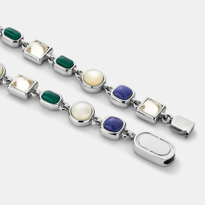 Blue Crystal Gemstone Bracelet (Silver)