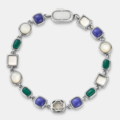 Blue Crystal Gemstone Bracelet (Silver)