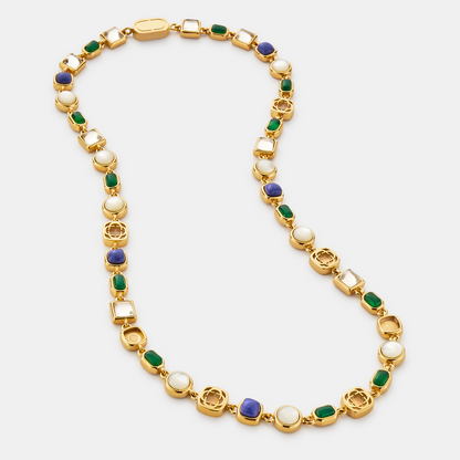 Blue Crystal Gemstone Necklace (Gold)