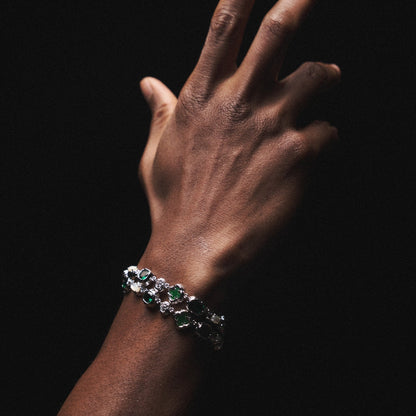Melted Emerald Gemstone Bracelet (Silver)