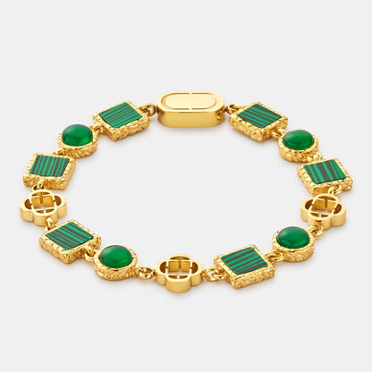 Green Quartz Gemstone Bracelet (Gold)