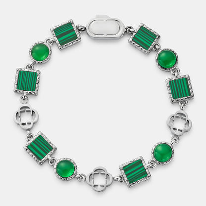 Green Quartz Gemstone Bracelet (Silver)