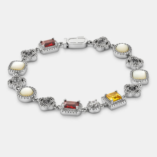 Iced Gemstone Bracelet (Silver)