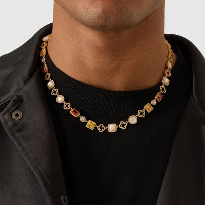 Iced Gemstone Necklace (Gold)