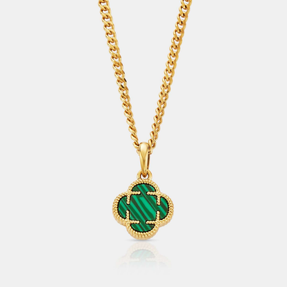 Malachite Clover Stone Pendant (Gold)