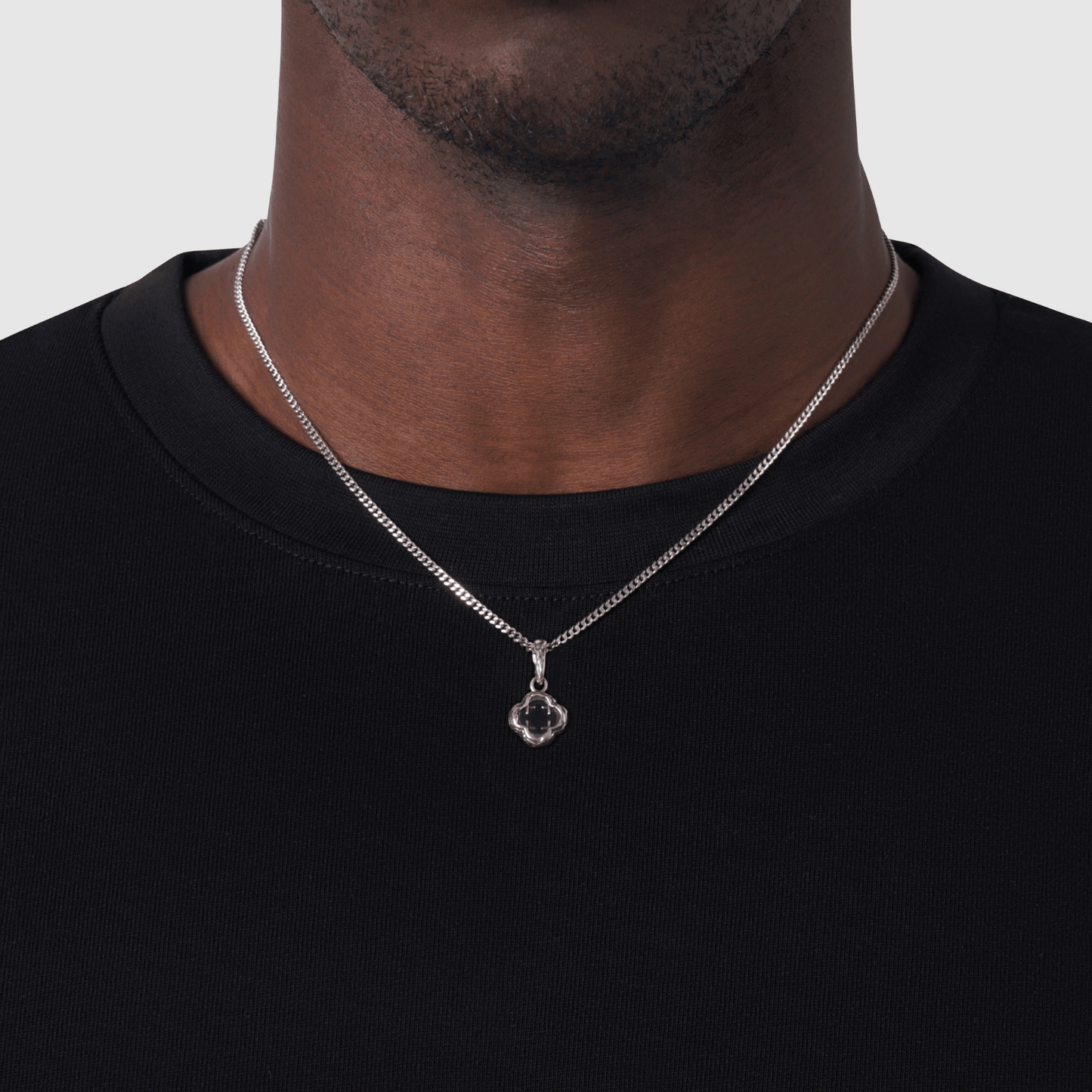 Melted Onyx Clover Stone (Silver) | Sterling Silver