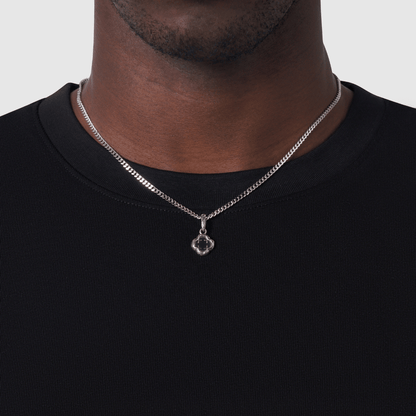 Melted Onyx Clover Stone (Silver) | Sterling Silver