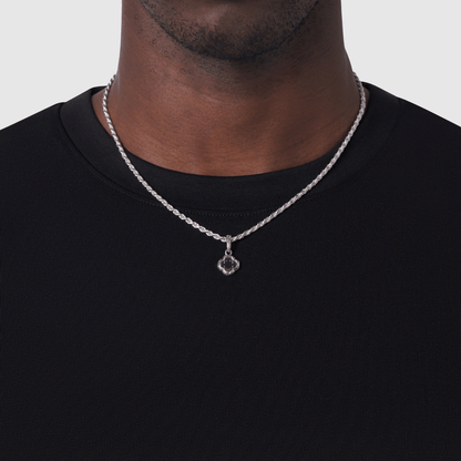Melted Onyx Clover Stone (Silver) | Sterling Silver