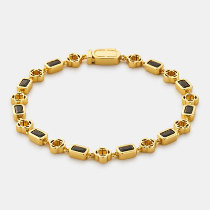 Onyx Gemstone Clover Bracelet (Gold)