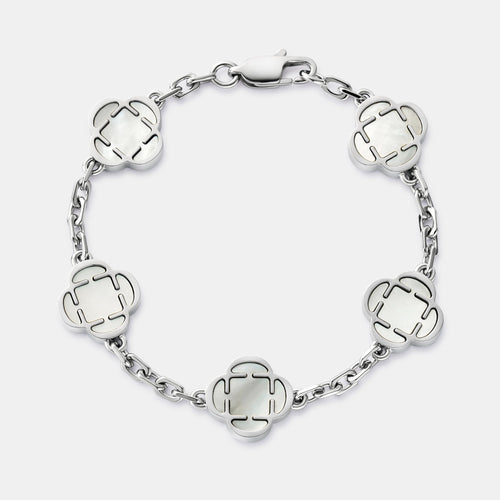 White Clover Stone Bracelet (Silver)