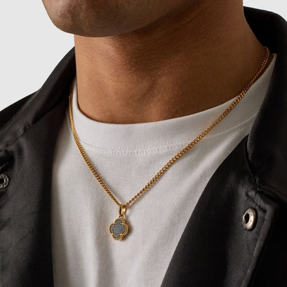 Onyx Clover Stone Pendant (Gold)