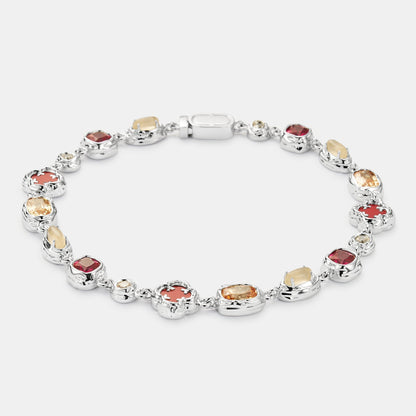 Melted Ruby Gemstone Bracelet (Silver)
