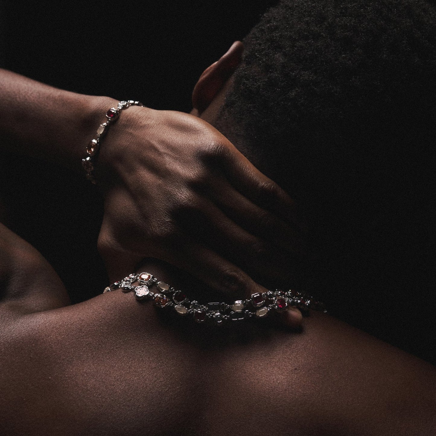 Melted Ruby Gemstone Bracelet (Silver)