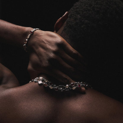 Melted Ruby Gemstone Bracelet (Silver)