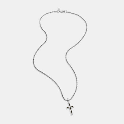 Mini Onyx Stone Cross (Silver)